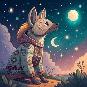 Vibrant Fursona in Starry Night Scenery