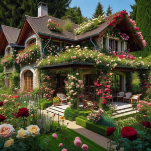 Beautiful House with Roses and Relaxation Space