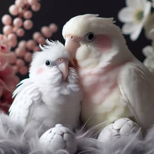 White Carolina Nymph Parakeet Pair | Exquisite Avian Beauty