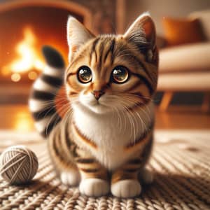 Ginger and White Domestic Shorthair Cat | Cozy Living Room Scene