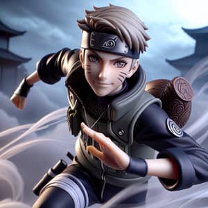 Stylish Ninja Character in Naruto-Style Village