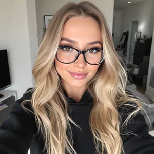 Cute Girl in Black Hoodie | Stylish Selfie