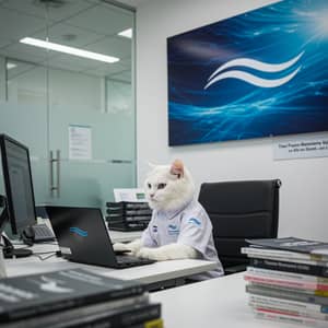 White Cat Working in Telecom Company