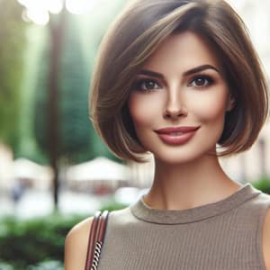 Stunning Bob Hairstyle Look-Alike of Famous Actress | Serene Setting