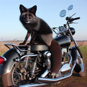 Black Fox on Motorcycle: Adventure and Freedom