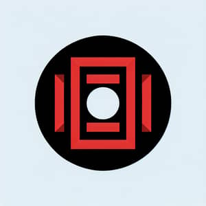 Circle with Rectangle: Bold Black and Red Design