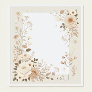 Elegant Wedding Invitation with Delicate Flower Border in Neutral Tones