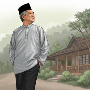 Traditional Malay Man in Baju Kurta Outfit