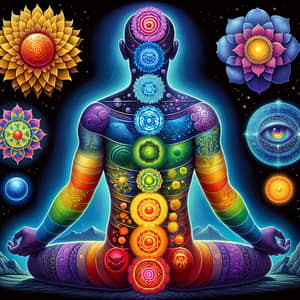 Seven Chakras Energy Centers Alignment - Yoga Practitioner