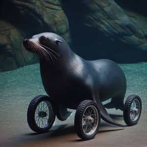 Dark Sea Lion with Wheels - Unique Marine Creature