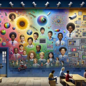 Vibrant School Mural with Educational Themes