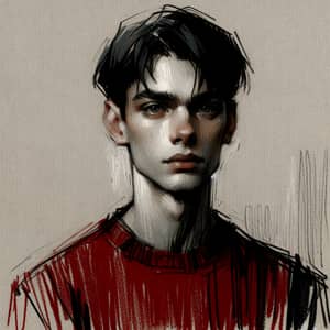 Abstract Portrait of a Young Man in Red Sweater