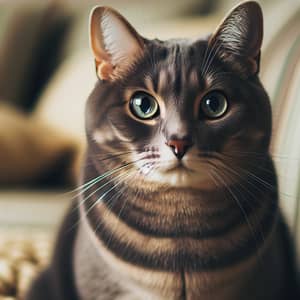 Elegant Housecat Sitting Calmly | Domestic Feline Portrait