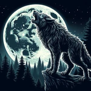 Majestic Werewolf Howling Under the Moonlight