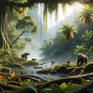 3D Realistic Cinematic Rainforest with Exotic Animals