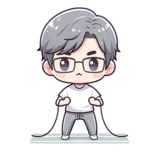 Cute Chibi-Style South Asian Man Sports Training Illustration