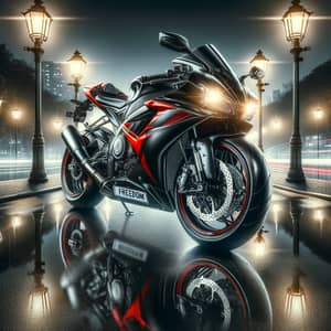 Aggressive Sporty Black and Red Motorbike - Speed and Style