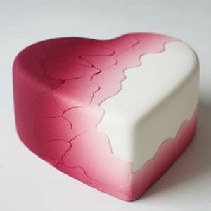 Elegant White Heart Cake with Burgundy Fondant