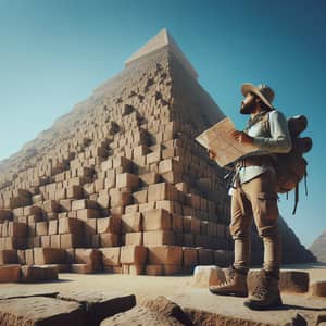 Grand Pyramid Under Clear Blue Sky - South Asian Male in Awe