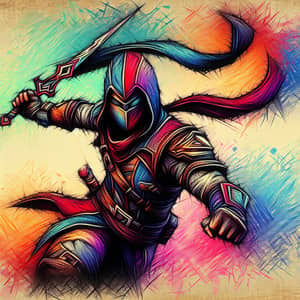 Dota 2 Juggernaut | Vibrant Crayon Artwork with Dynamic Movement