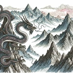 Chinese Dragon Winding Through Majestic Peaks