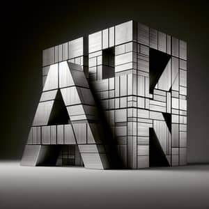 Monumental A K Cube Intersection: Industrial Steel Alphabet Art