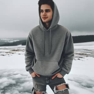 Young Man Smiling in Snowfield | Outdoor Winter Portrait