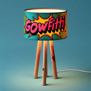 Vibrant Pop Art Lampshade | Balanced Wood Base Sticks | GlowFitti