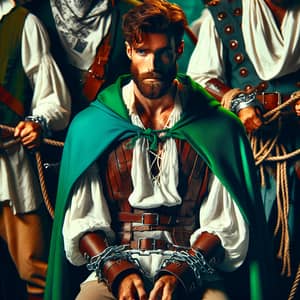 Captured Prince: Muscular Caucasian in Emerald Green Cape