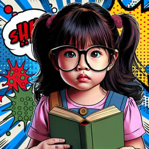 Adorable 5-Year-Old Girl with Glasses & Book