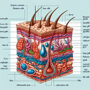 Detailed Cross-Section of Human Skin Illustration