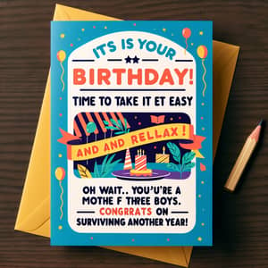 Humorous Birthday Card for Mom of Three Boys