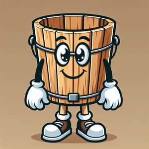 Whimsical Cartoon Wooden Pail Illustration