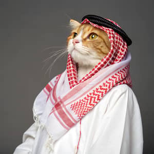 Adorable Cat in Traditional Middle Eastern Attire