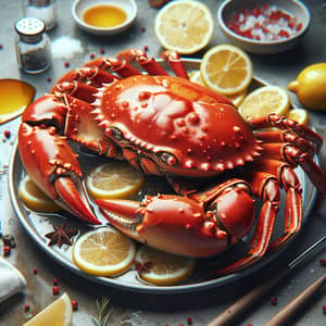 Cooked Crab Dish with Lemon - Classic Seafood Preparation