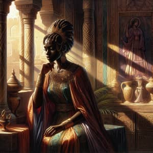 Black Esther in the Bible: A Regal Depiction of Queen Esther in Deep Contemplation