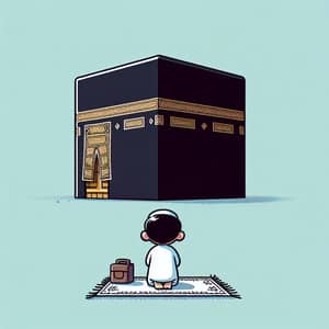 A Child Praying Before the Majestic Kaaba