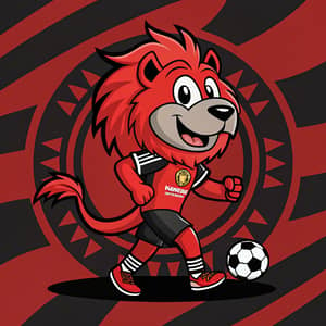 Dynamic Red and Black Soccer Team Mascot Design