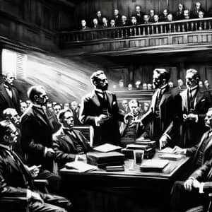 Legal Drama Digital Painting | Dramatic Courtroom Scene