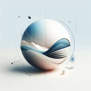 Minimalist Design Artwork: Broken Sphere with Reflection and Refraction