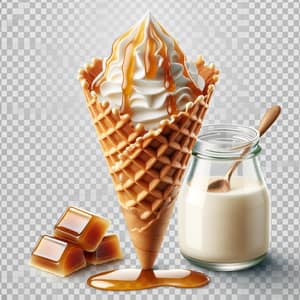 Waffle Cone with Sweetened Condensed Milk - Delicious Treat