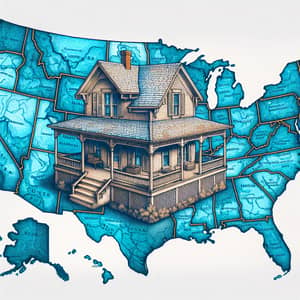 Classic American House in United States Map | Mid-West Region