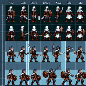 Pixel Art Sprite Sheet for Dungeons & Dragons Style Character