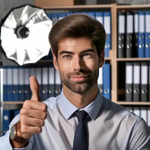 Confident Caucasian Male Studio Portrait in Professional Office Setting