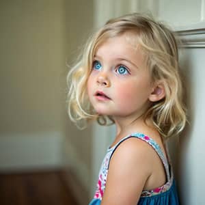 Adorable 3-Year-Old Blonde Girl with Blue Eyes