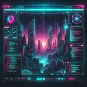 Futuristic Cyberpunk Linux OS Interface Painting