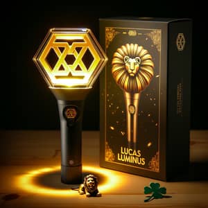 Kpop Lightstick 'LUCAS LUMINUS' - Black & Gold Design