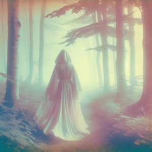 Mysterious Figure in a Misty Forest | Dreamy Pastels