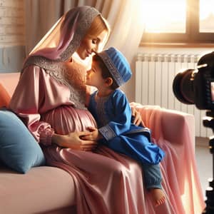 Tender Moments: A Pregnant Mother and Child's Bond