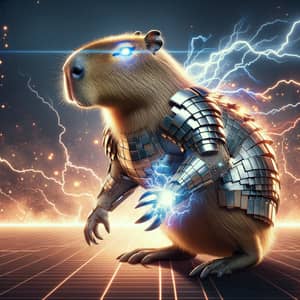 Capybara in Tile Armor: Stunning Lightning Display